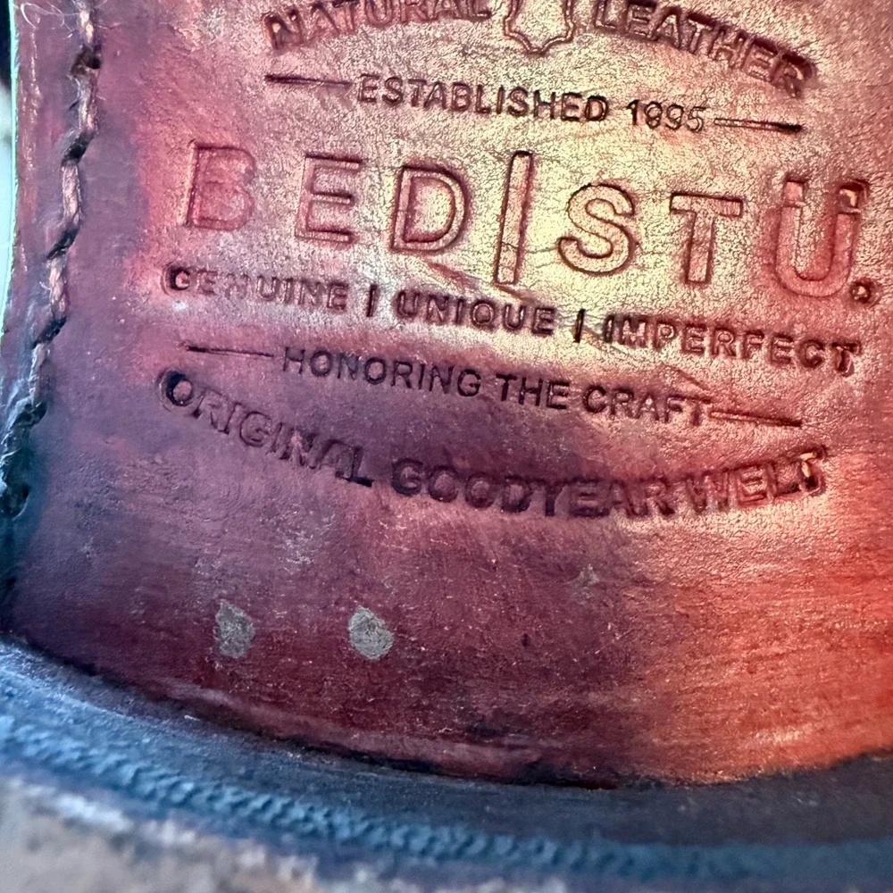 BED|STU Craven Distressed Leather Fringe Ankle Boots in Burgandy Red Size 8.5 - Picture 7 of 9